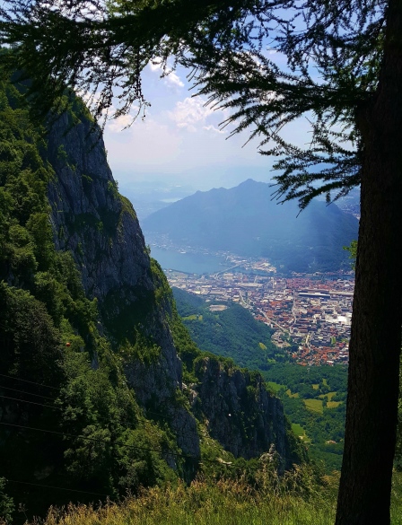 view of Lecco from the top of the mountain